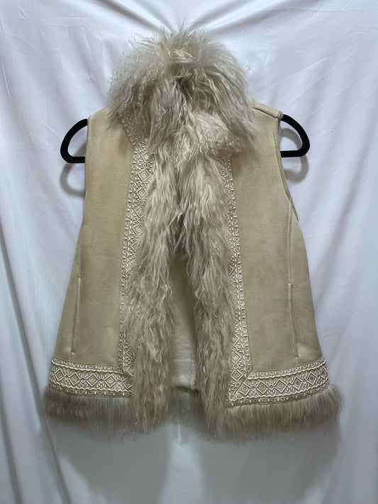 TORY BURCH SUEDE & SHEARLING VEST